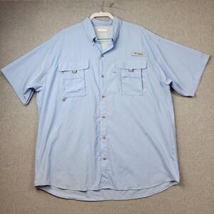 Columbia PFG Bahama II Shirt Mens Extra Large Blue Omni-Shade Vented Fishing‎